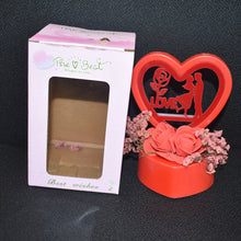 Romantic Heart-Shaped Love Couple Decorative Showpiece with Rose Base (1 Pc)