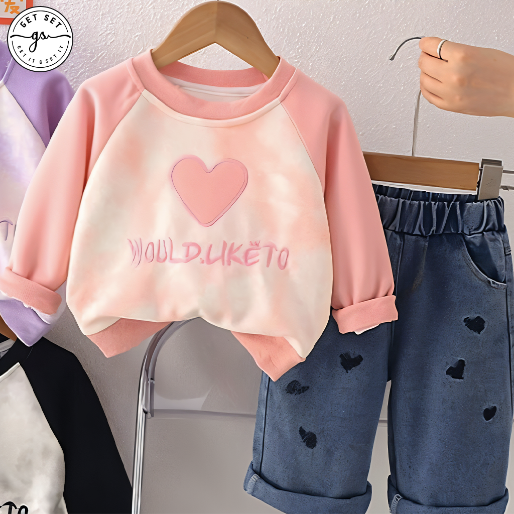 Girl 2piece set with denim