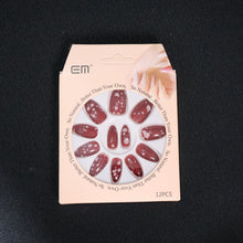 Premium Burgundy Artificial Nai fake nails- (Mix Design / 1 Set)