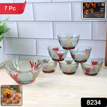 Rose glass Multipurpose Pudding / Dessert / Ice Cream Bowl Set for Home use, Home & Kitchen Serving Bowl for Sundae, Sweets, Snacks, Fruit, Pudding, Nuts or Dip, Serving Bowls 6 Medium & 1 Big Bowl (Set of 7 pc)